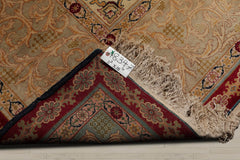 Palace Burgundy, Beige, Moss Color Hand Knotted Tabriz 100% Wool Traditional Oriental Rug