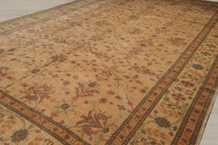 12x18 Tan, Beige, Teal Color Hand Knotted 100% Wool Traditional Oriental Rug