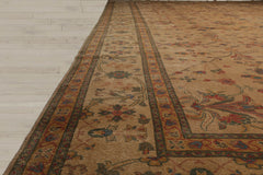 12x18 Tan, Beige, Teal Color Hand Knotted 100% Wool Traditional Oriental Rug