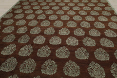 10x14 Brown, Aqua, Color Hand Knotted 100% Wool Transitional Oriental Rug