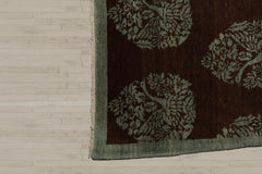 10x14 Brown, Aqua, Color Hand Knotted 100% Wool Transitional Oriental Rug