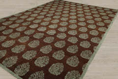 10x14 Brown, Aqua, Color Hand Knotted 100% Wool Transitional Oriental Rug