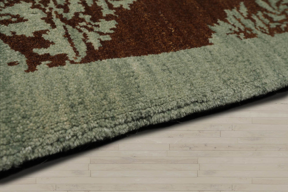 10x14 Brown, Aqua, Color Hand Knotted 100% Wool Transitional Oriental Rug