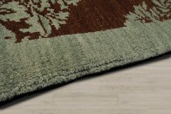 10x14 Brown, Aqua, Color Hand Knotted 100% Wool Transitional Oriental Rug