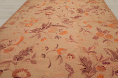 9x12 Tan, Taupe, Orange Color Hand Knotted 100% Wool Transitional Oriental Rug