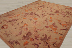 9x12 Tan, Taupe, Orange Color Hand Knotted 100% Wool Transitional Oriental Rug
