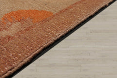9x12 Tan, Taupe, Orange Color Hand Knotted 100% Wool Transitional Oriental Rug