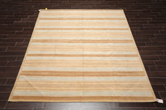 8x10 Tan, Aqua, Brown Color Hand Knotted 100% Wool Modern Oriental Rug