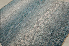 8x10 Cream, Aqua, Gray Color Hand Knotted 100% Wool Modern Oriental Rug