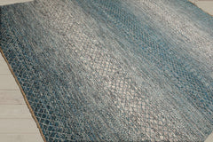 8x10 Cream, Aqua, Gray Color Hand Knotted 100% Wool Modern Oriental Rug