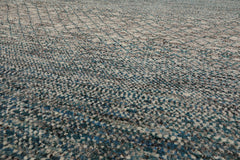 8x10 Cream, Aqua, Gray Color Hand Knotted 100% Wool Modern Oriental Rug