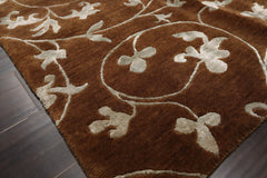 6x9 Brown, Aqua, Color Hand Knotted 100% Wool Transitional Oriental Rug