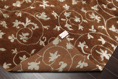 6x9 Brown, Aqua, Color Hand Knotted 100% Wool Transitional Oriental Rug