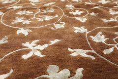 6x9 Brown, Aqua, Color Hand Knotted 100% Wool Transitional Oriental Rug