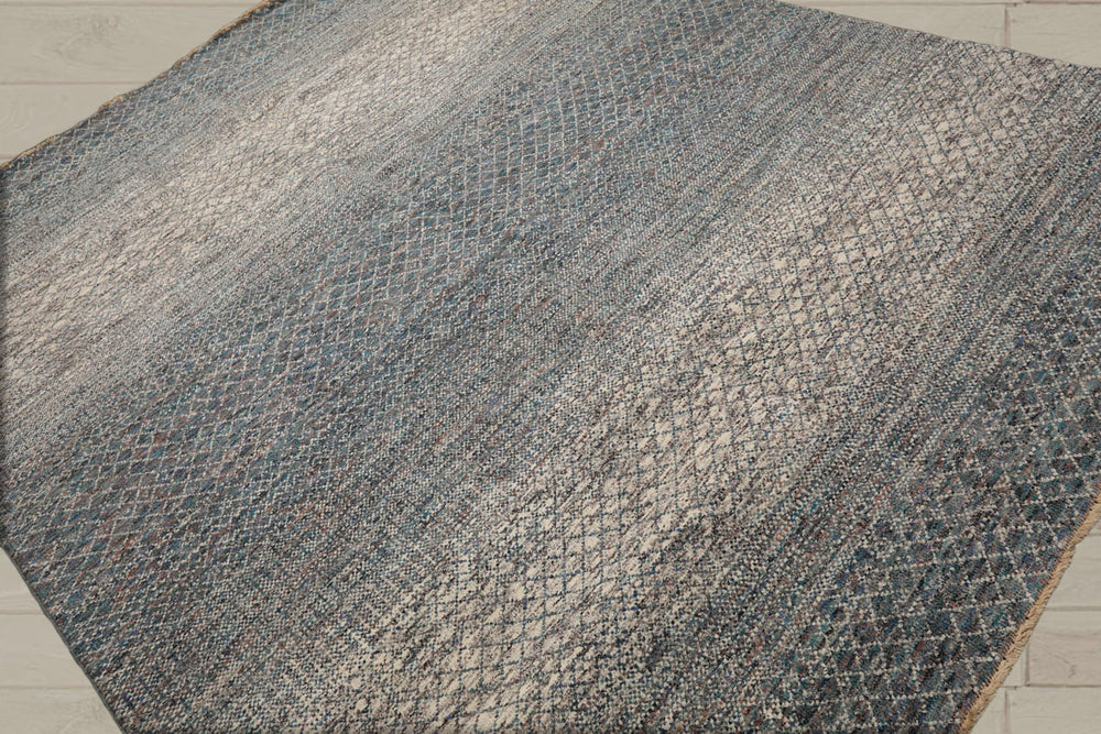 8x10 Ivory, Blue, Aqua Color Hand Knotted 100% Wool Modern Oriental Rug