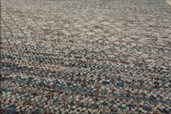 8x10 Ivory, Blue, Aqua Color Hand Knotted 100% Wool Modern Oriental Rug
