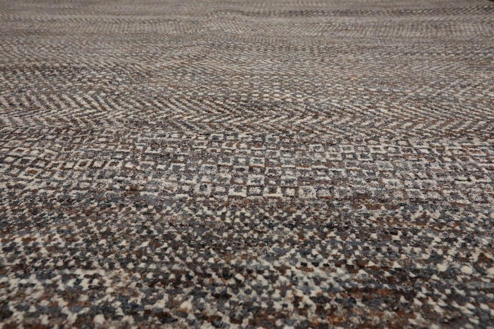 8x10 Ivory, Gray, Brown Color Hand Knotted 100% Wool Modern Oriental Rug