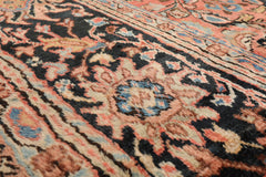 Palace Salmon, Black, Blue Color Hand Knotted Mahal 100% Wool Traditional Oriental Rug
