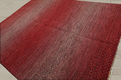 8x10 Red, Gray, Beige Color Hand Knotted 100% Wool Modern Oriental Rug