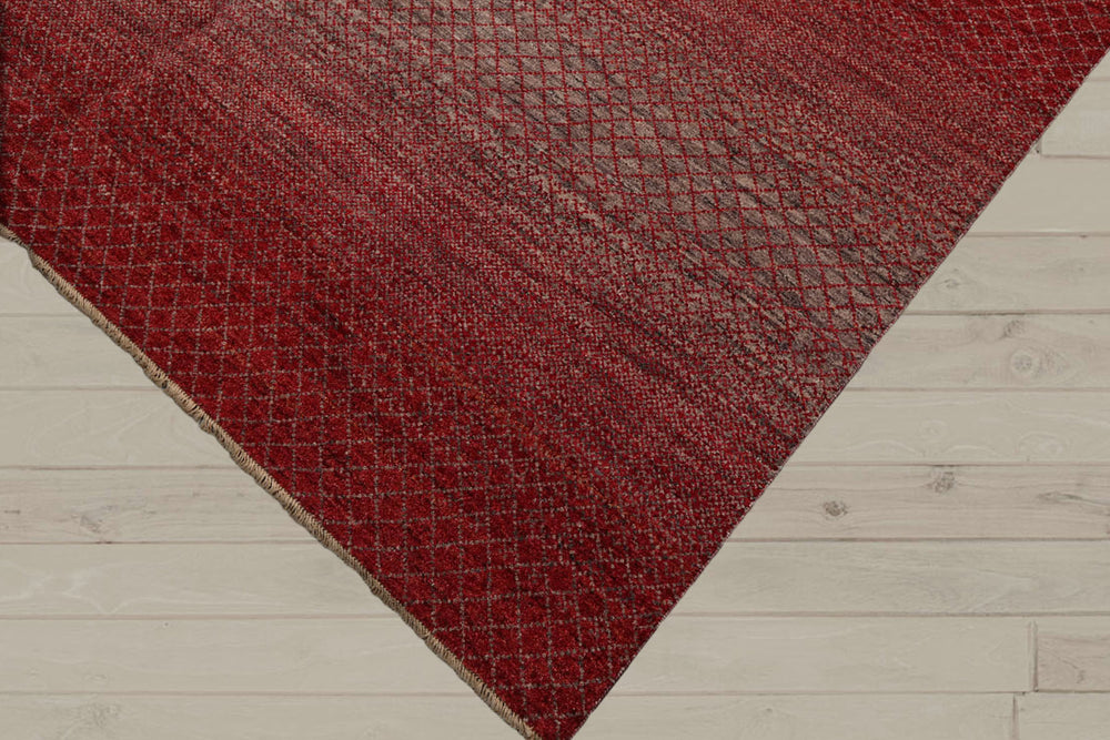 8x10 Red, Gray, Beige Color Hand Knotted 100% Wool Modern Oriental Rug