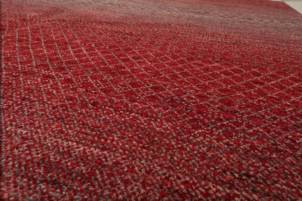 8x10 Red, Gray, Beige Color Hand Knotted 100% Wool Modern Oriental Rug
