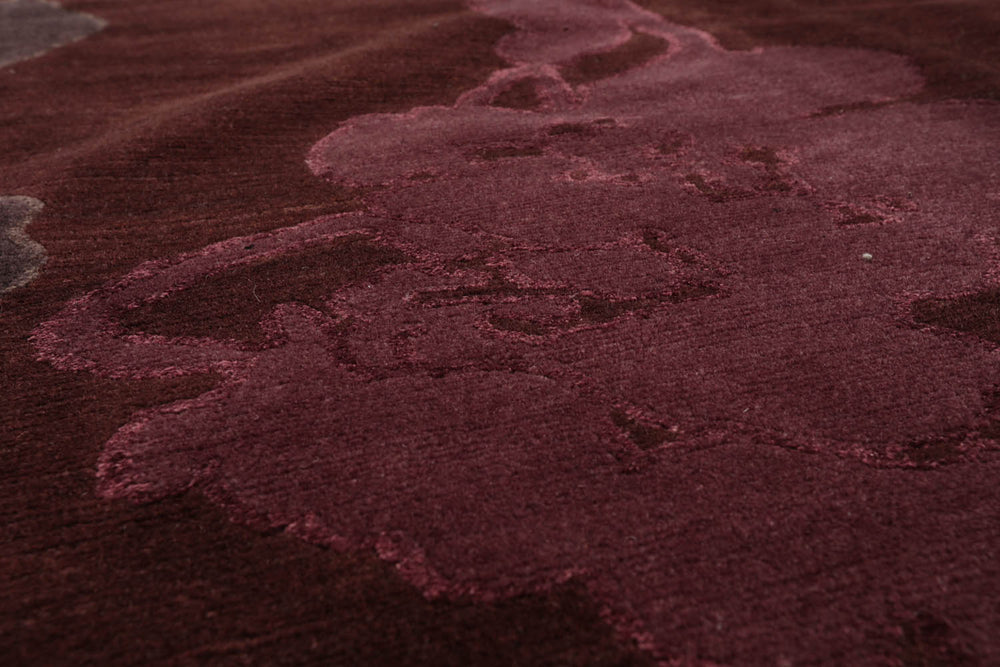 9x12 Chocolate, Aubergine, Graphite Color Hand Knotted Wool & Silk Transitional Oriental Rug