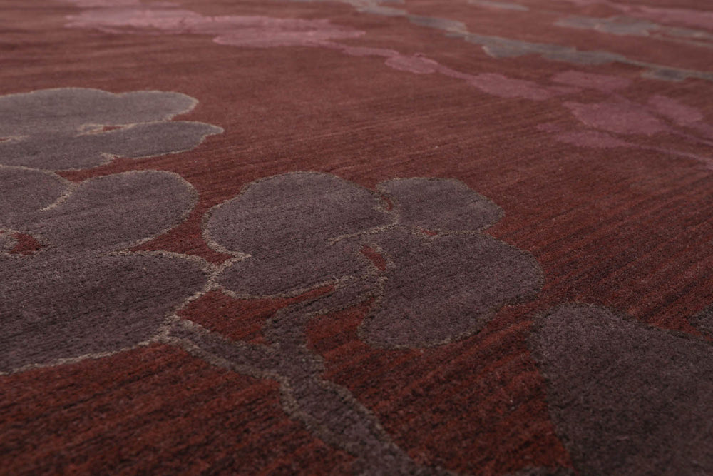9x12 Chocolate, Aubergine, Graphite Color Hand Knotted Wool & Silk Transitional Oriental Rug