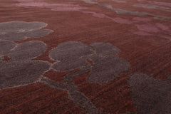 9x12 Chocolate, Aubergine, Graphite Color Hand Knotted Wool & Silk Transitional Oriental Rug