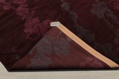 9x12 Chocolate, Aubergine, Graphite Color Hand Knotted Wool & Silk Transitional Oriental Rug
