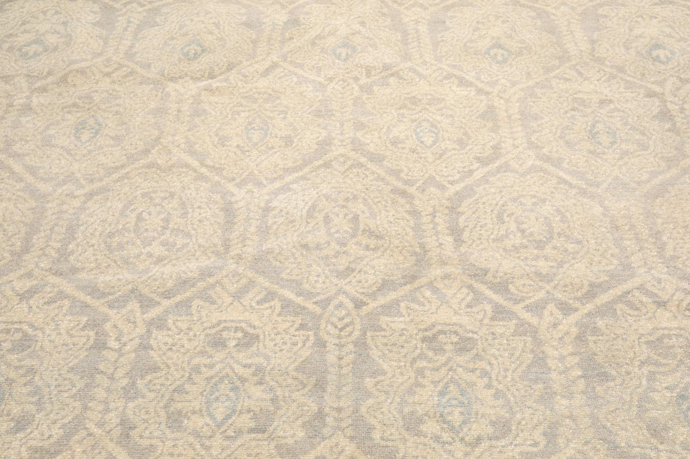10x14 Gray, Beige, Slate Color Hand Knotted Oushak 100% Wool Transitional Oriental Rug