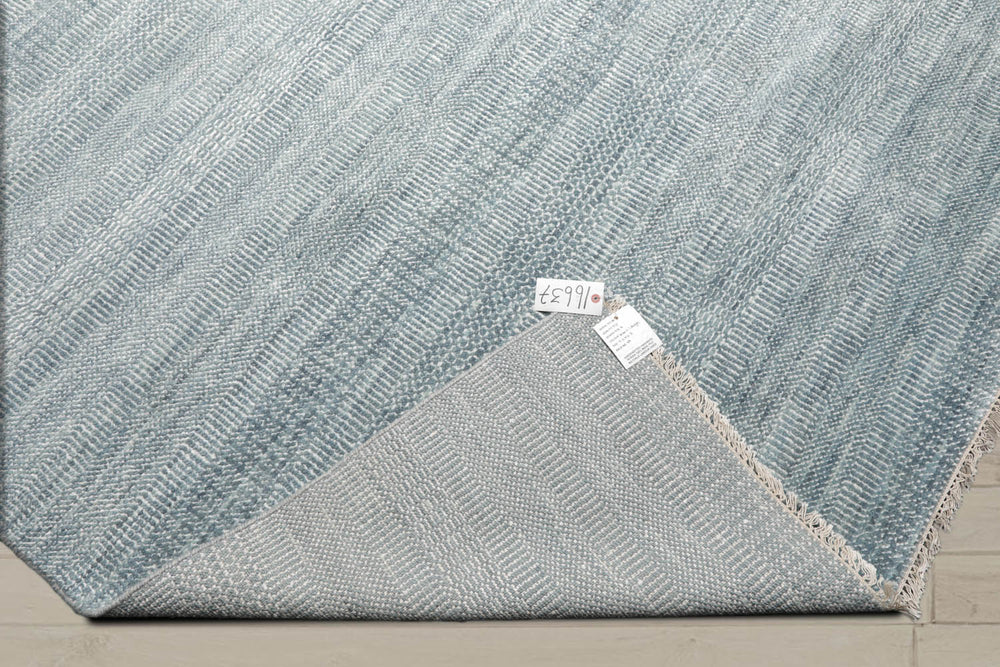 Multi Size Gray Blue White Color Hand Knotted Wool & Silk Modern Oriental Rug