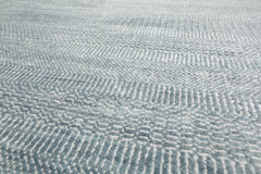 Multi Size Gray Blue White Color Hand Knotted Wool & Silk Modern Oriental Rug
