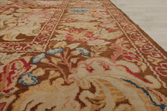 9x13 Brown, Beige, Rose Color Hand Knotted Turkish Oushak 100% Wool Traditional Oriental Rug
