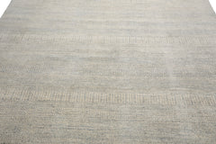 Knotted Rug Beige Gray Hand Knotted Multi Size Wool and Silk Grass Modern Rugs