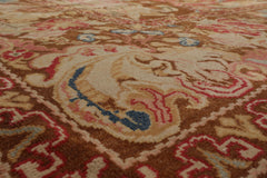 9x13 Brown, Beige, Rose Color Hand Knotted Turkish Oushak 100% Wool Traditional Oriental Rug