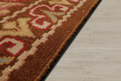 9x13 Brown, Beige, Rose Color Hand Knotted Turkish Oushak 100% Wool Traditional Oriental Rug