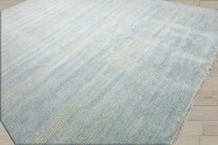 Multi Size Ivory Aqua Color Hand Knotted Wool & Silk Modern Oriental Rug