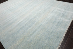 Multi Size Ivory Aqua Color Hand Knotted Wool & Silk Modern Oriental Rug
