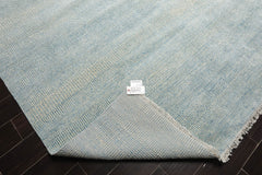 Multi Size Ivory Aqua Color Hand Knotted Wool & Silk Modern Oriental Rug