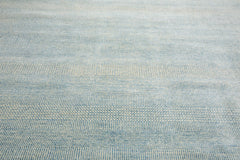 Multi Size Ivory Aqua Color Hand Knotted Wool & Silk Modern Oriental Rug