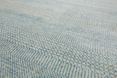 Multi Size Ivory Aqua Color Hand Knotted Wool & Silk Modern Oriental Rug
