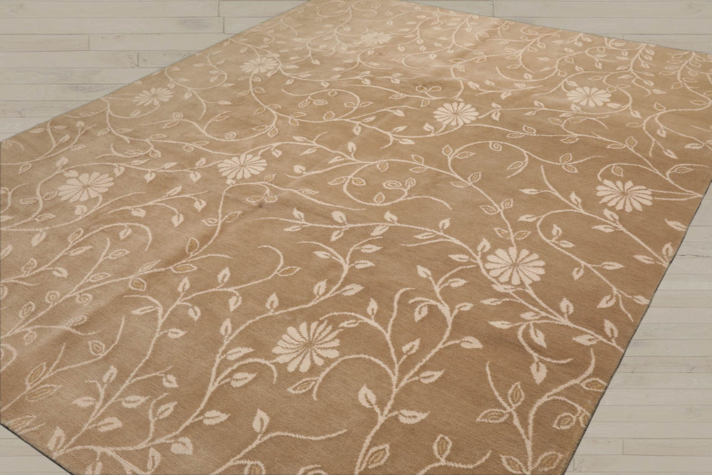 8x10 Tone on Tone Beige, , Color Hand Knotted 100% Wool Transitional Oriental Rug