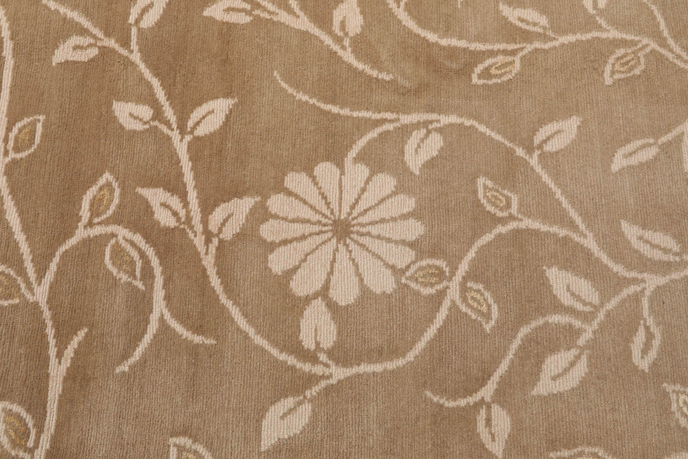 8x10 Tone on Tone Beige, , Color Hand Knotted 100% Wool Transitional Oriental Rug
