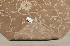 8x10 Tone on Tone Beige, , Color Hand Knotted 100% Wool Transitional Oriental Rug