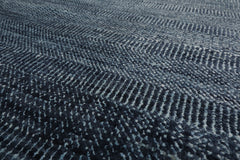 Knotted Rug Blue Gray Hand Knotted Multi Size Wool and Silk Grass Modern Rugs