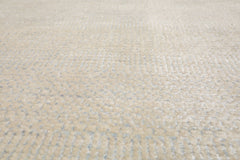 Knotted Rug Beige Gray Hand Knotted Multi Size Wool and Silk Grass Modern Rugs