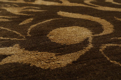 8x10 Olive, Gold, Color Hand Knotted Wool & Silk Transitional Oriental Rug