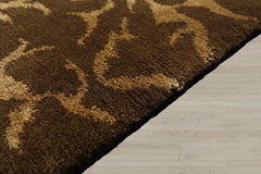 8x10 Olive, Gold, Color Hand Knotted Wool & Silk Transitional Oriental Rug