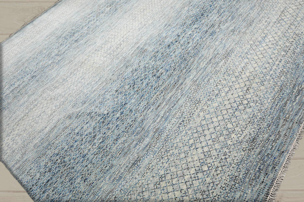 9x12 Beige, Gray, Blue Color Hand Knotted 100% Wool Modern Oriental Rug