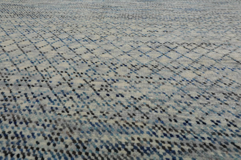 9x12 Beige, Gray, Blue Color Hand Knotted 100% Wool Modern Oriental Rug
